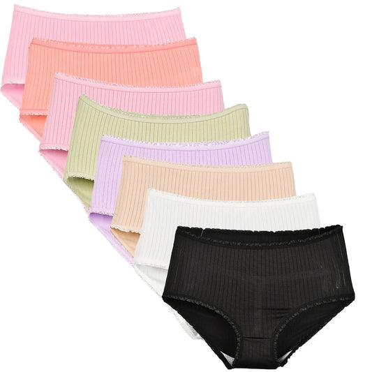 8pcs/lot Women Panties Milk Silk Girls Plus Size Underwear High Waist Briefs Breathable Solid Color Female Lingerie 38-100KG luvshop24