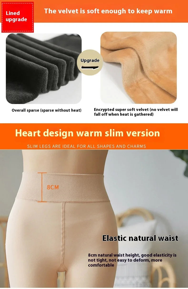 Women's Fleece Tights Warm Insulated Pantyhose Skin Effect Translucent Stockings Sexy Women's Underwear High Elastic Leggings luvshop24