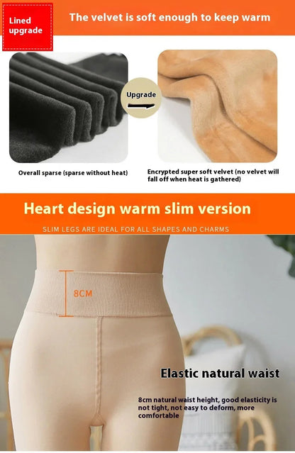 Women's Fleece Tights Warm Insulated Pantyhose Skin Effect Translucent Stockings Sexy Women's Underwear High Elastic Leggings luvshop24