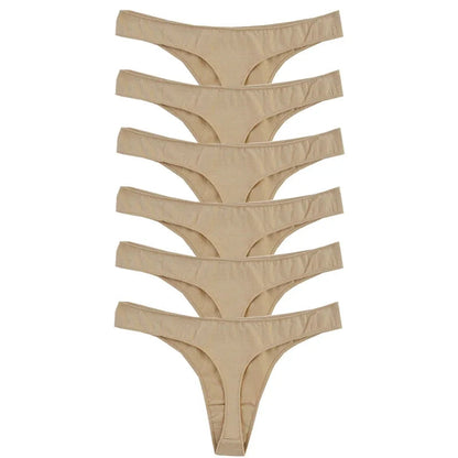 6pcs Cotton Women's Thongs Panties Sports Breathable Low Waist Underwear Lingerie Sexy Female Lady Solid Color G-String luvshop24