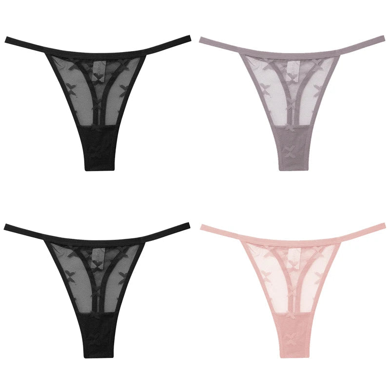 4Pcs Lace Bikini Panties Women Sexy Thongs Lace G-string Underpants S-XL Ladies Comfortable T-Back Underwear Sexy Lingerie 2022 luvshop24