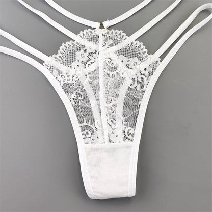 3 Pcs Lace Thin Strap Thong Women Low Waist Sexy Perspective Underwear Ladies Transparent G-string Panty Plus Size T-back luvshop24