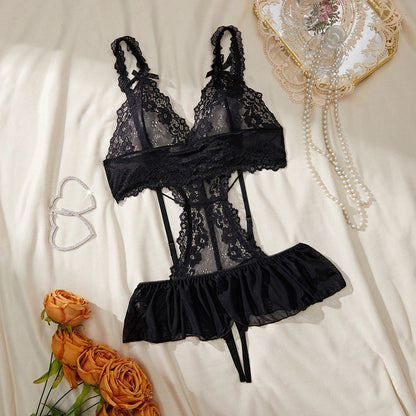 Plus Size Women's Exotic Lingerie Sets Lace Fluoroscopy Beauty Tulle Elegant Sexy Lingerie Female Underwear Lingerie For Ladies luvshop24