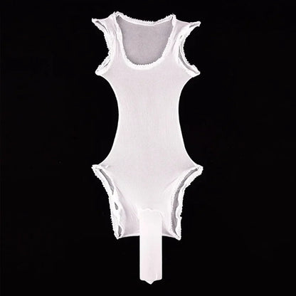 Men's Sexy Sheer Stocking Bodysuit with Sissy Penis Sheath Pouch Gay Lingerie Leotard Bodystocking for Erotic Underwear luvshop24