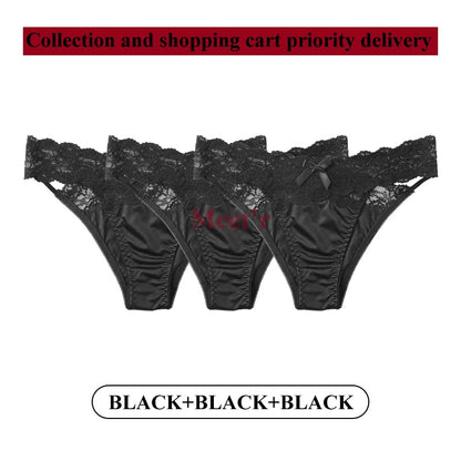 Meet'r 3Pcs/lot Women Sexy Lace Panties Low-waist Underwear Female G String Breathable Hollow out Lingerie Temptation Intimates luvshop24
