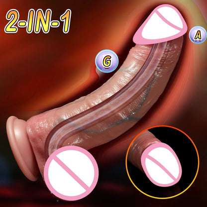 2 in1 Super Realistic Dildo Penis Sliding Foreskin+Ejaculating Big Dick Penetration Anal Female Masturbation Sexy Adult Sex toys luvshop24