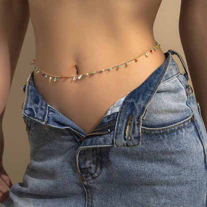 Summer Accessories Versatile Colorful Oil Drop Beads Chain Body Chain Bohemian Geometric Love Waist Chain Body Chains for Woman luvshop24