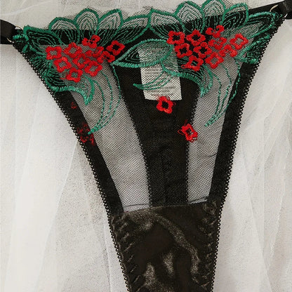 Floral Sexy Lingerie Lace Eroticу Bralette + Briefs Set Transparent Women's Underwear Embroidery Erotic Beautiful Bra And Panty luvshop24
