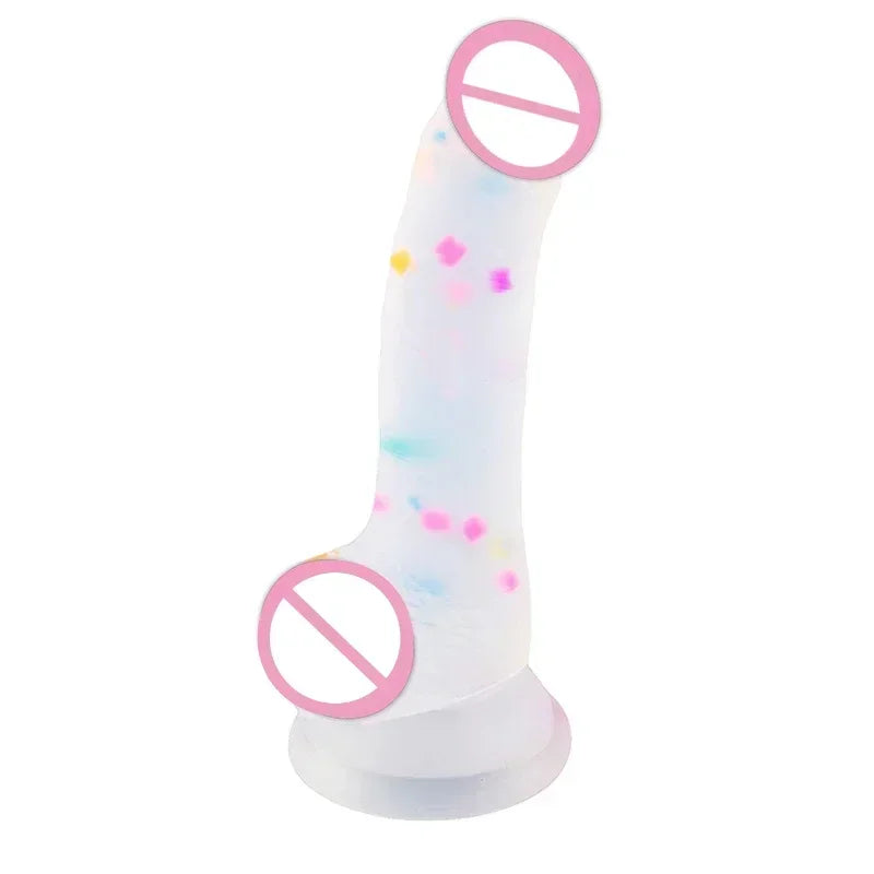 Confetti Dildo Realistic Clear Silicone Dildo, with Strong Suction Cup for Hands-Free Play, Realistic Penis for Women and Couple luvshop24