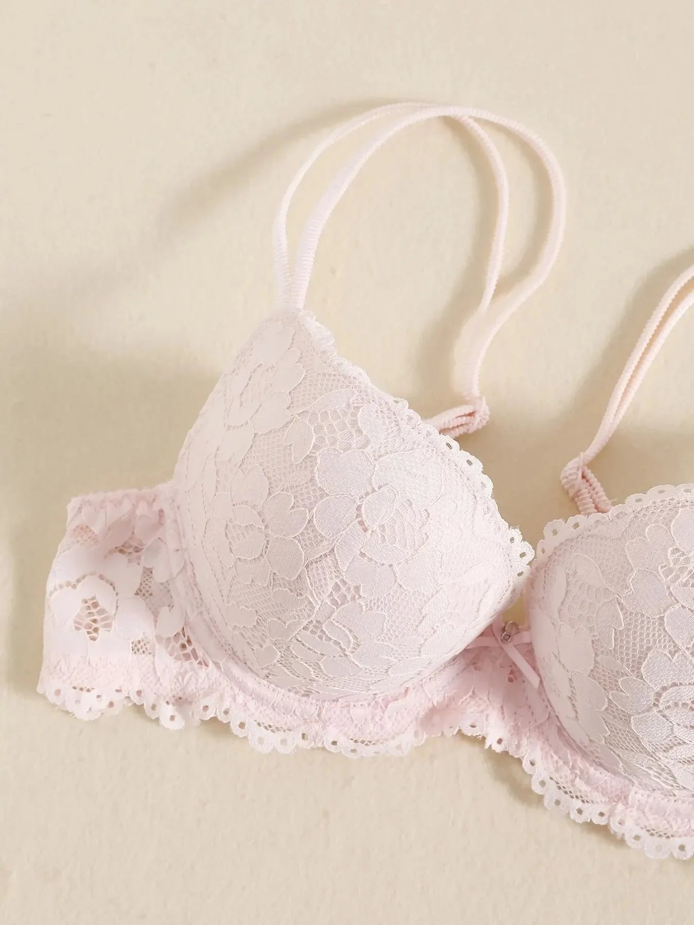 1 Set Elegant Erotic Lace Embroidery Breathable Fabric Lingeries : Push-Up Bra, Low Waist Sheer Panty - Ultimate Valentine's Day luvshop24