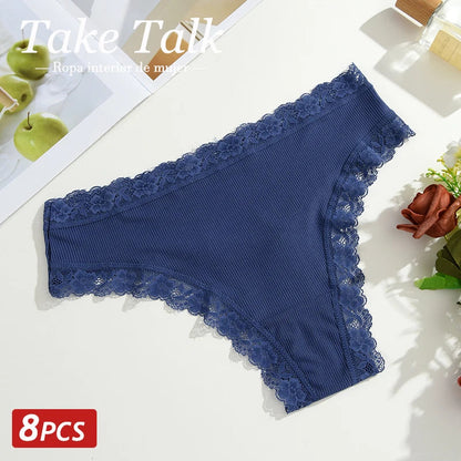 6PCS/Set Sexy Lace Panties for Women Low Waist G-String Underwear Ladies Sexy T-Back Bikini Female Breathable Lingerie Plus Size luvshop24
