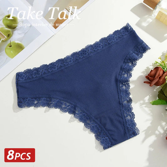6PCS/Set Sexy Lace Panties for Women Low Waist G-String Underwear Ladies Sexy T-Back Bikini Female Breathable Lingerie Plus Size luvshop24