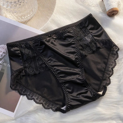 2Pcs Lingerie Underwear Lace Briefs Women Bow Mid Waist Stain Silk Panties Cotton Crotch Underpants Mesh Seamless Briefs Lady luvshop24