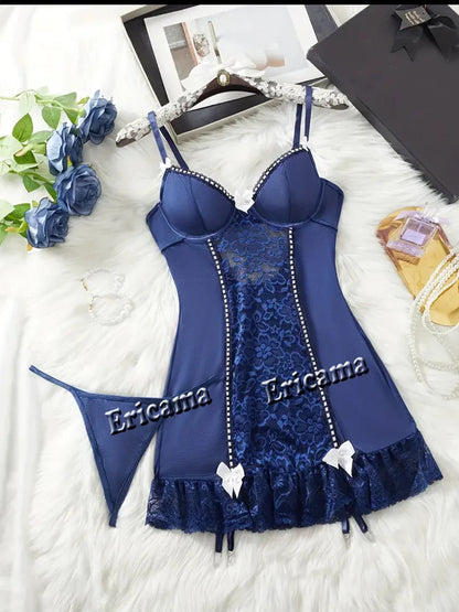 Fancy Lace Sexy Lingerie Set Women's Sexy Underwear g-String garter Hot Skirt Ensemble Outfits Erotic Bra set Erotic Underwear luvshop24