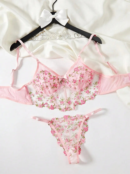 2025 Lace Sexy Erotic Floral Embroidery Lingerie Set Women Boho Sensual Erotic Sexy 2-Piece Bra + Panty Underwear Set luvshop24