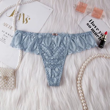 Hollow Out Lace Sexy Girls G String Panties Women Briefs Transparent Thong Thin Underwear Female Low Waist Lingerie Size S-XL luvshop24