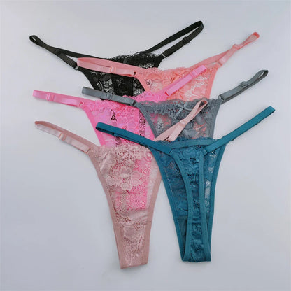 3Pcs/Set New Lace G-string Women's Sexy Underwear Low Waist Breathable Briefs Ladies Intimates Soft Thong Lingerie Fast Shipping luvshop24
