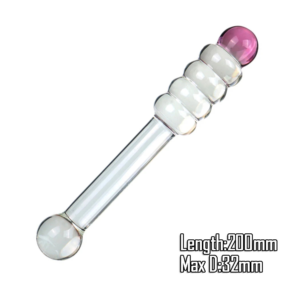 Pyrex Glass Dildo 195x33mm Fake Penis Crystal Anal Beads Butt Plug Prostate Massager G Spot Female Masturbation Toys luvshop24