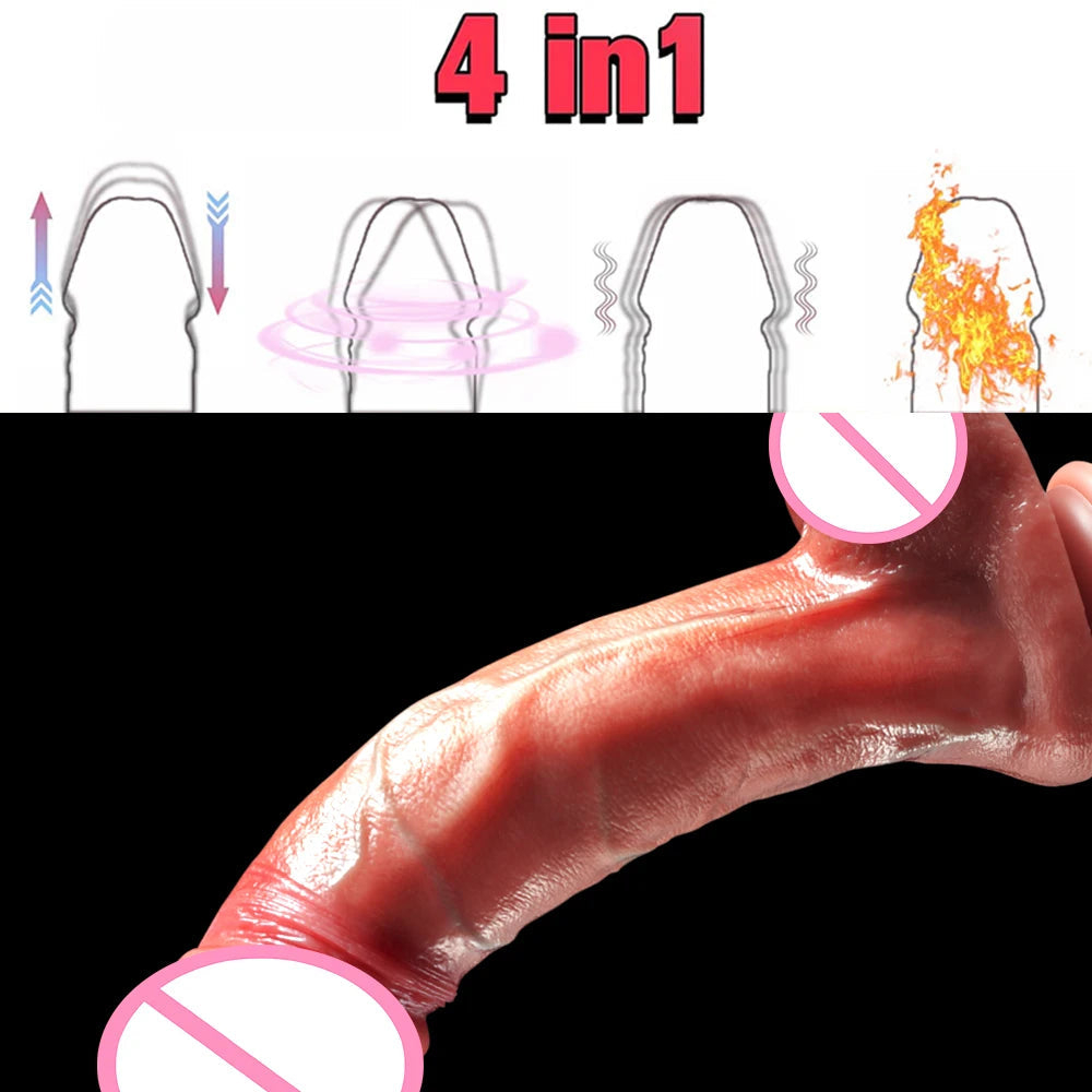 Realistic Vibration Dildo Telescopic Penis Anal Plug Vibration Female Suction Cup Masturbation Sexmachine Sex Toys For Women 18+ luvshop24