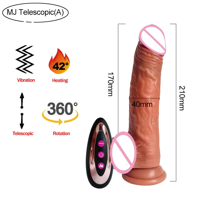 Realistic Vibration Dildo Telescopic Penis Anal Plug Vibration Female Suction Cup Masturbation Sexmachine Sex Toys For Women 18+ luvshop24