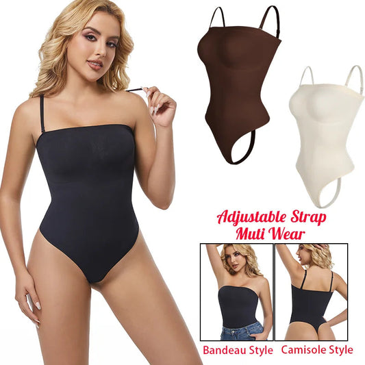 Womens Sexy Bodysuits Tummy Control Thong Shapewear Waist Trainer Corset Adjustable Strap Fajas Soft Sleeveless Lingerie Push Up luvshop24