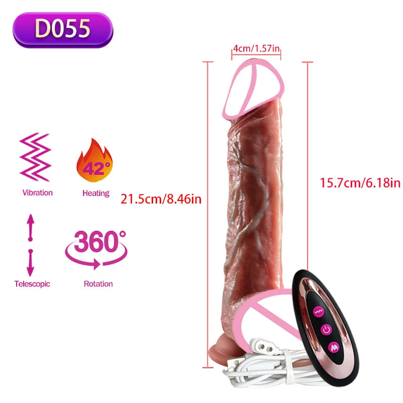 Realistic Vibration Dildo Telescopic Penis Anal Plug Vibration Female Suction Cup Masturbation Sexmachine Sex Toys For Women 18+ luvshop24