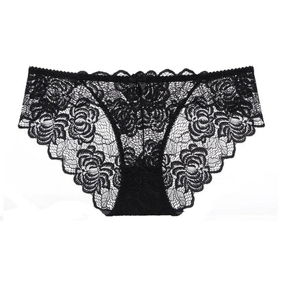 Sexy Lace Underwear Women Ultra-thin Transparent Lace Oversized Panties Female Underwear with Buttocks Low Waist Triangle Bottom luvshop24
