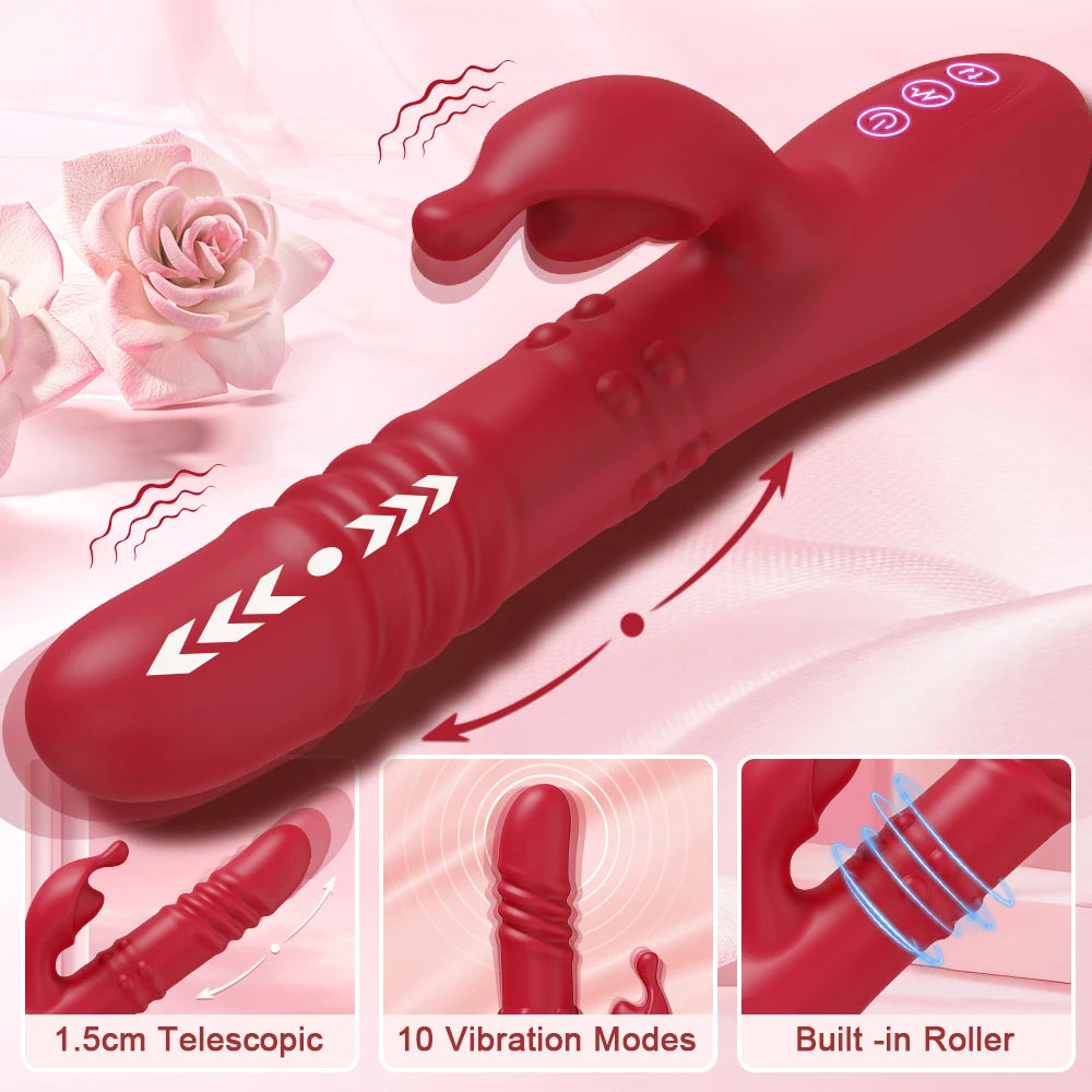 Rabbit Vibrator For Women Powerful G Spot Telescopic Rotating Clitoris Vagina Stimulator Female Masturbator For Adult Sexy Toys luvshop24