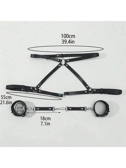 Leather BDSM Kit Handcuffs Sex Toys Games For Couples Body Harness Cuffs Bondage Straps Erotic Adult Sex Toys for Party Sexy luvshop24