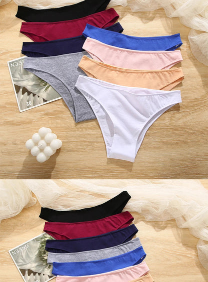 FINETOO 5PCS/Set M-XXL Panties Women Cotton Lingerie Woman Underwear Sexy Femme Underwear Girls Underpant Panty 7 Solid Colors luvshop24