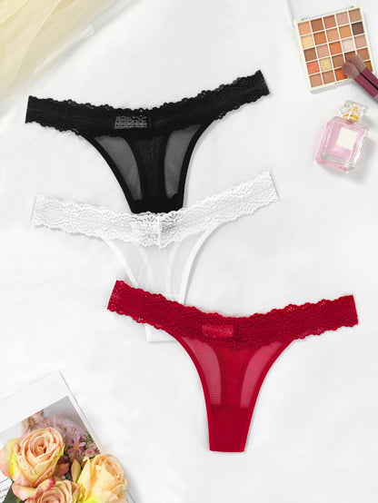 3pcs/Set Sexy Women G-string Underwear Multi Color Female Thongs Breathable Floral Panties Lady Underpants Intimate Lingerie luvshop24