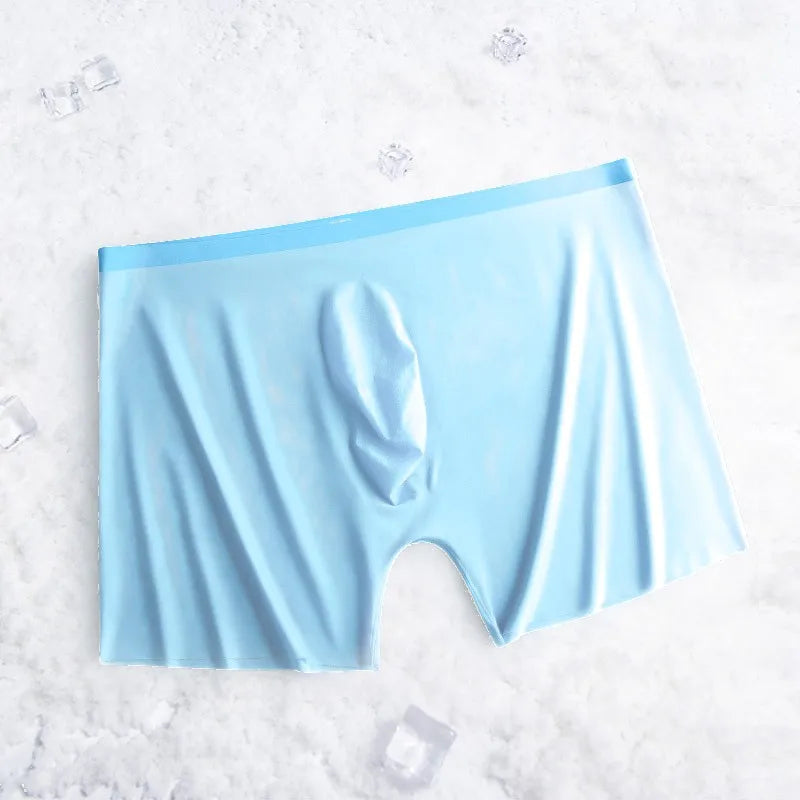 1-2 Pcs Ultra-thin Underwear Sexy Transparent 2022 New Mesh Ice Silk Mens Boxer Shorts Naked Seamless Plus Size Boxershorts Men luvshop24