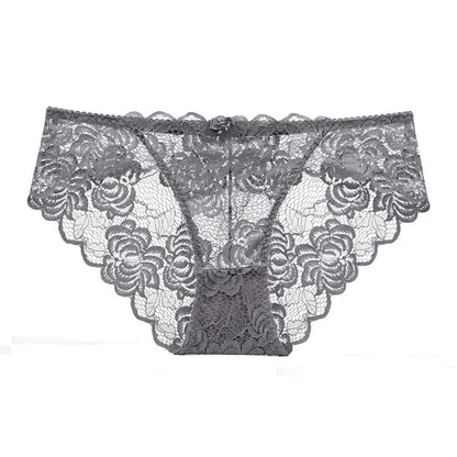 Sexy Lace Underwear Women Ultra-thin Transparent Lace Oversized Panties Female Underwear with Buttocks Low Waist Triangle Bottom luvshop24