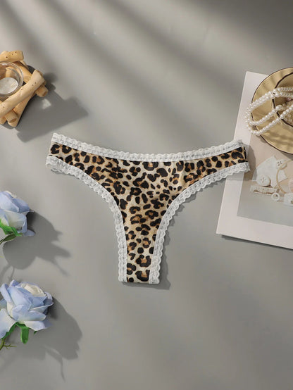 Women's leopard print lace underwear is sexy low rise easy to wash dry seamless comfortable and close fitting A2212 luvshop24