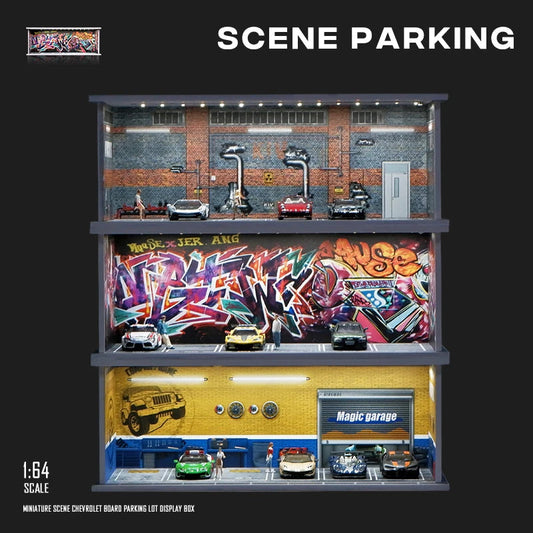 1/64 Garage scene Model Scene with Light Version Simulation Model Scene Decoration Collect (Excluding dolls and car models) luvshop24