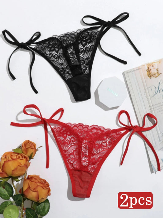 2pcs Low Waist Lace Thong For Women Sexy Panties Comfortable Underwear Female Underpants Lingerie C847 luvshop24