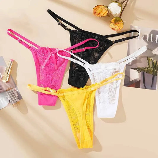 Lace Underwear for Women Low Rise Adjustable Waist Thongs Sexy Perspective G-String Female Breathable Lingerie luvshop24
