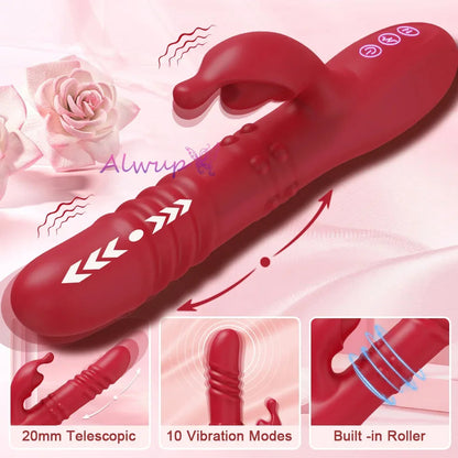 Rabbit Vibrator For Women Powerful G Spot Telescopic Rotating Clitoris Vagina Stimulator Female Masturbator For Adult Sexy Toys luvshop24