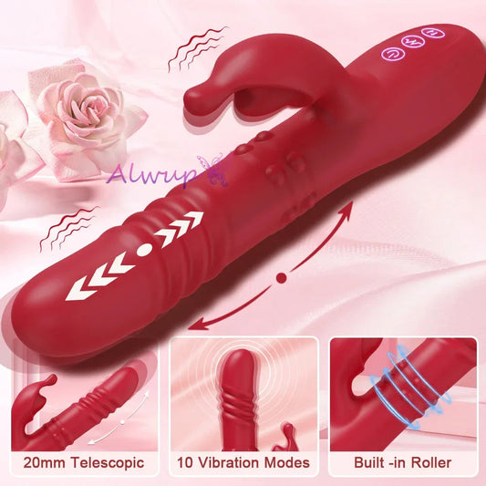 Rabbit Vibrator For Women Powerful G Spot Telescopic Rotating Clitoris Vagina Stimulator Female Masturbator For Adult Sexy Toys luvshop24