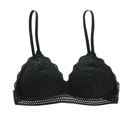 Lace Underwear Female Thin Section Bra Solid Color Embroidery Hollow Tube Top Black/RedWhite 3 Colors luvshop24