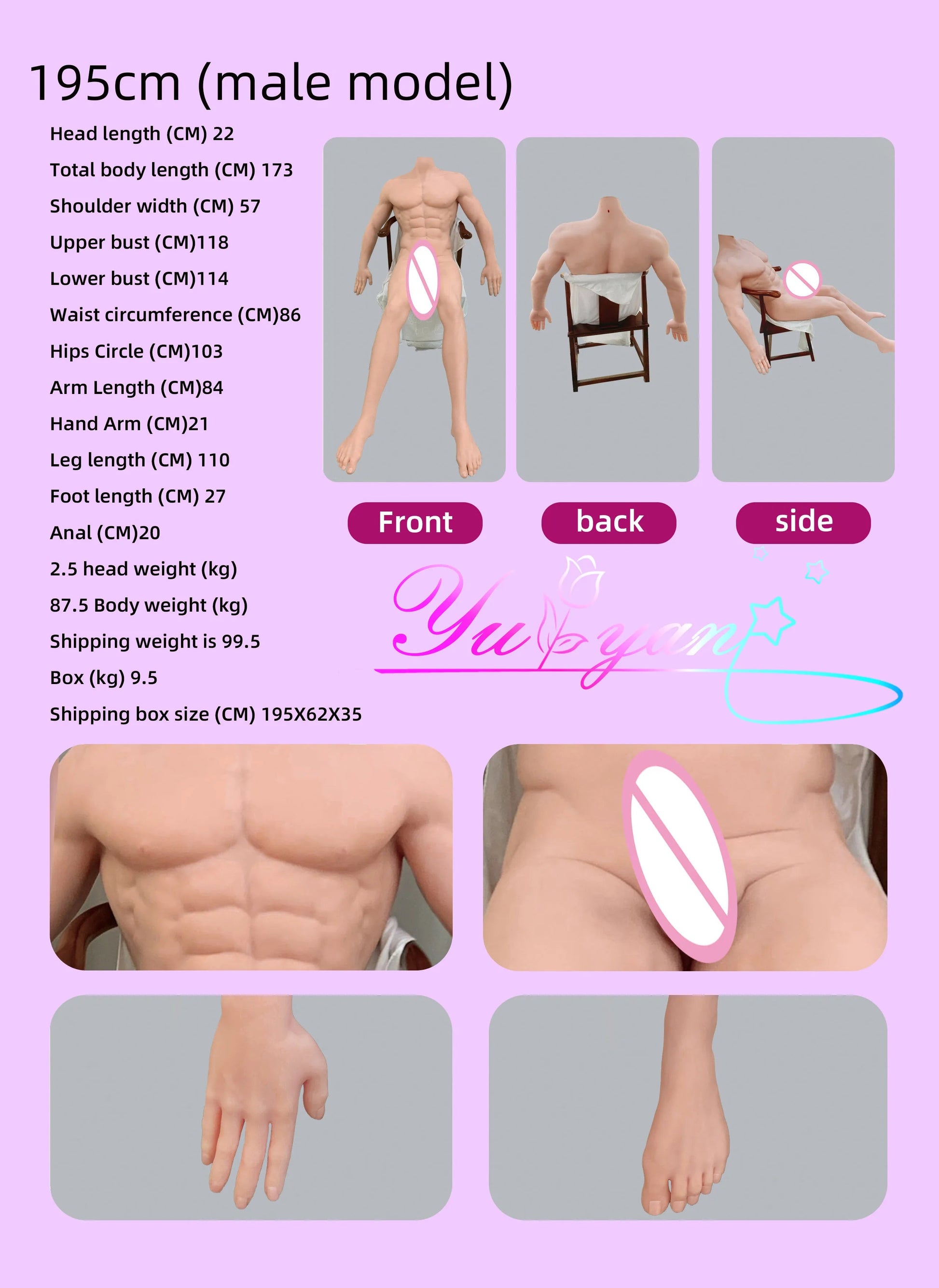 180-200cm realistic silicone male doll penis anal adult sex toy muscular samurai female masturbator gay doll luvshop24