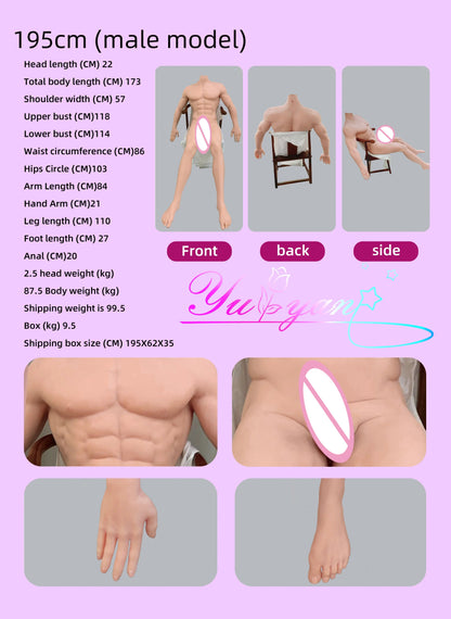 180-200cm realistic silicone male doll penis anal adult sex toy muscular samurai female masturbator gay doll luvshop24