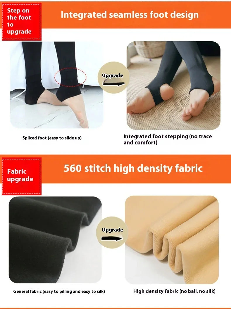 Women's Fleece Tights Warm Insulated Pantyhose Skin Effect Translucent Stockings Sexy Women's Underwear High Elastic Leggings luvshop24
