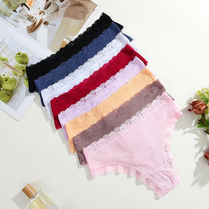 6PCS/Set Sexy Lace Panties for Women Low Waist G-String Underwear Ladies Sexy T-Back Bikini Female Breathable Lingerie Plus Size luvshop24