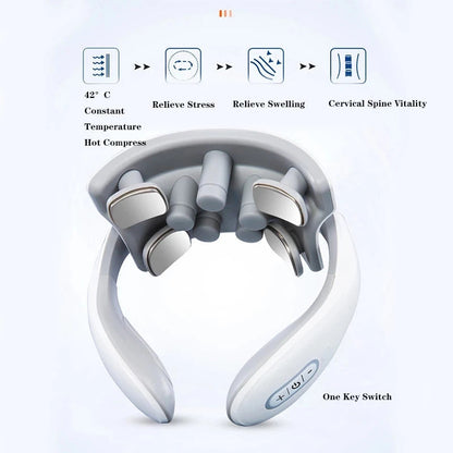 Smart Neck Massage Instrument Portable Shoulder Neck Massage Cervical Vertebra Health Care Vibrator Heating Compress Massage luvshop24