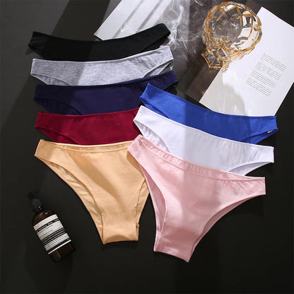 FINETOO 5PCS/Set M-XXL Panties Women Cotton Lingerie Woman Underwear Sexy Femme Underwear Girls Underpant Panty 7 Solid Colors luvshop24