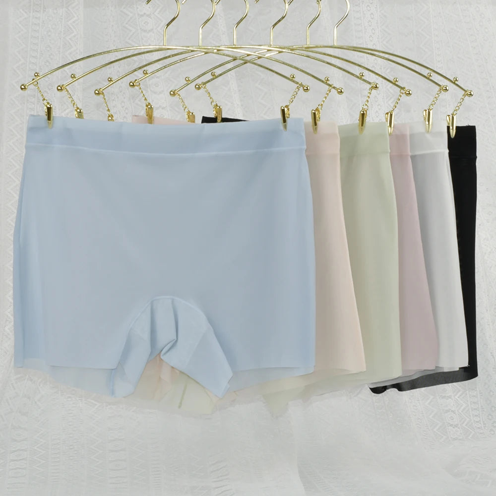 1pc Summer Ice Silk Ultra-thin Boxer Underwear Women Seamless High Waist Panties Plus Size Quick Dry Female Safety Short Pants luvshop24