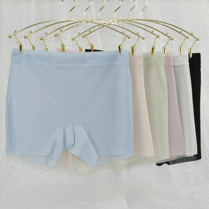 1pc Summer Ice Silk Ultra-thin Boxer Underwear Women Seamless High Waist Panties Plus Size Quick Dry Female Safety Short Pants luvshop24
