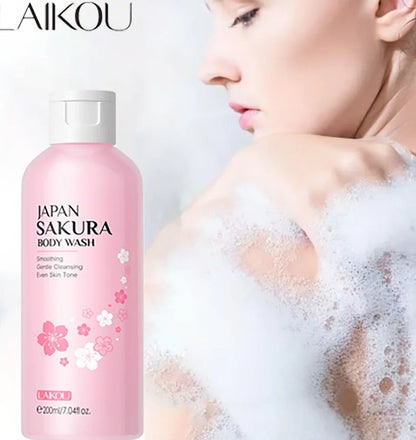 LAIKOU Sakura Shower Gel Long Moisturizing Smooth Long Lasting Fragrance Gentle Foam Body Cleansing Bath Product 200ml luvshop24