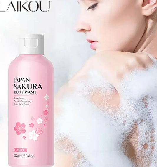 LAIKOU Sakura Shower Gel Long Moisturizing Smooth Long Lasting Fragrance Gentle Foam Body Cleansing Bath Product 200ml luvshop24